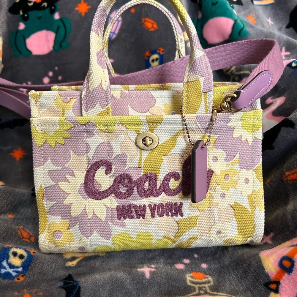 Coach Floral Canvas Tote - Lavender and Lime